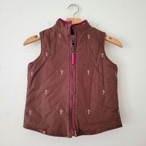 KC Parker Quilted Vest Corduroy Mushroom Embroidery Insulated Girls 7/8